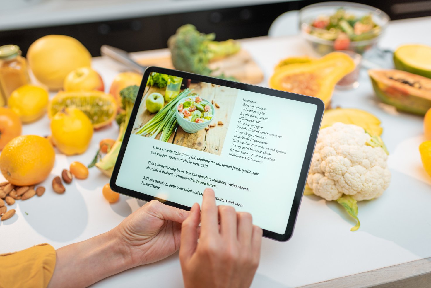 Cooking Food Using Recipe on a Digital Tablet